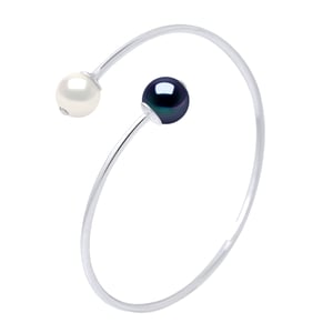 DIADEMA - Armband - You & Me - Silver - Äkta sötvattenspärlor - Svart & Vitt