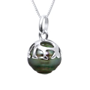 Beaded Pendant Ethnic - Real Cultured Tahiti Pearl Circled 9-10 mm