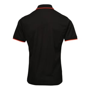 Premier Heren Coolchecker Contrast Pique Poloshirt (Zwart/Oranje)