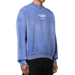 Off-White Wave Off Boxy Fit Crewneck Blå Sweatshirt