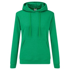 Fruit of the Loom Ladies Lady Fit Hooded Sweatshirt / Hoodie med huva (Heather Green)