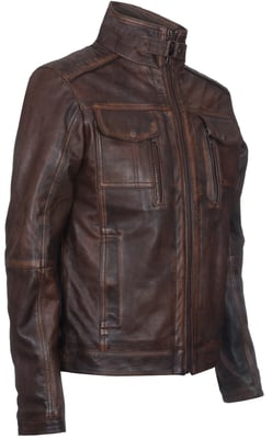 Leather Biker Distressed Motorcycle Jacket