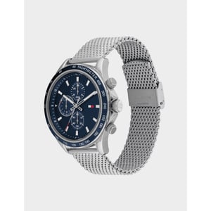 Accessoarer Tommy Hilfiger Miles Chronograph Mesh Armbandsur i marinblått och silver
