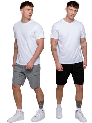 Kruze | 2 Pack Mens Cargo Shorts - BLK/LTGREY