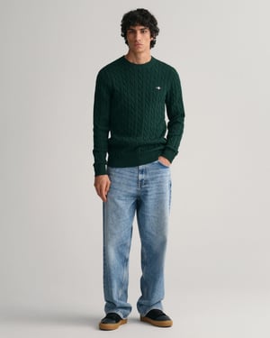 GANT Mens Cotton Cable Knit Crew Neck Jumper