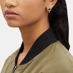 Interlocking Open Circle Pearl Huggie Earrings