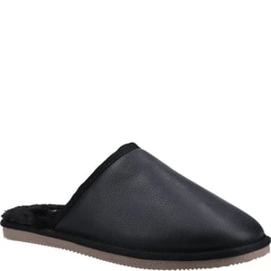Hush Puppies Mens Coady Leather Slippers (Black)