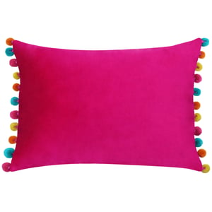 Paoletti Fiesta Velvet Pom Pom Trimmed Cushion Cover