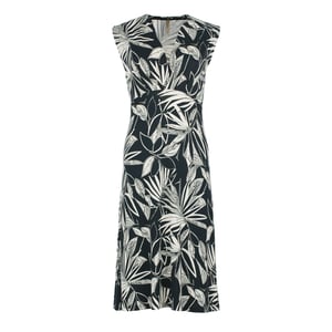 Monochrome botanische jersey midi-jurk