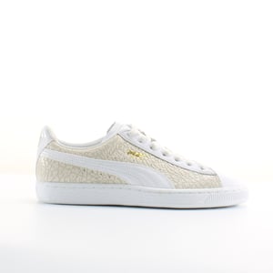 Puma Basket Crocodile Vit Läder Herrar Snörning Träningsskor 358872 01