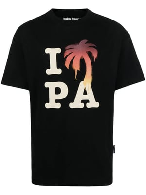 Palm Angels T-Shirt mit „I Love PA“-Logoprint in Schwarz