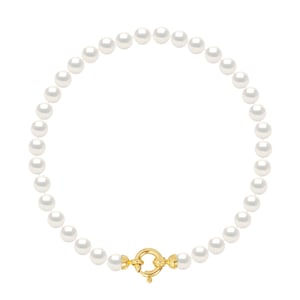 Armband Gekweekte Parels Zoetwater 5-6mm White Luxury Geel gouden gesp