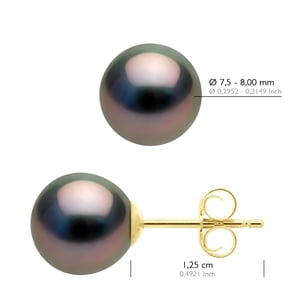 Oorbellen Geel Goud 375 - Echte Gecultiveerde Tahiti Parels Semi Rond 7,5-8 mm