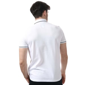 Armani Exchange poloshirt met logo en contrasterende bies voor heren, wit