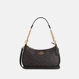 Teri Shoulder Bag in Signature Canvas with Chain Strap