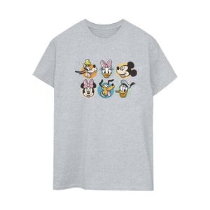 Disney Dames/Dames Mickey Mouse And Friends Gezichten Katoenen Vriendje T-shirt (Sportgrijs)