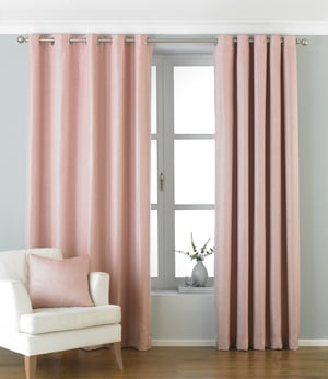 Atlantic Twill Woven Eyelet Curtains in Blush