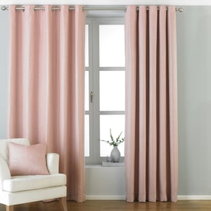 Atlantic Twill Woven Eyelet Curtains in Blush