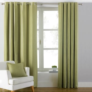 Atlantic Twill Woven Eyelet Curtains in Green