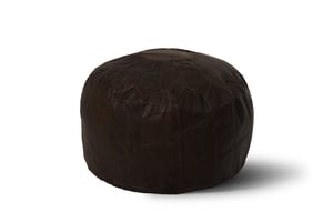 Woodland Leather Black Morrocon Style Pouffe 17.5" Diam