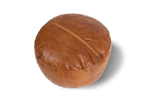 Woodland Leather Tan Morrocon Style Pouffe 17.5" Diam