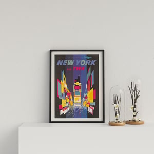 Vintage Travel Poster TWA New York - Black frame