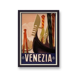 Vintage Travel Print Venezia without Border - Black Frame
