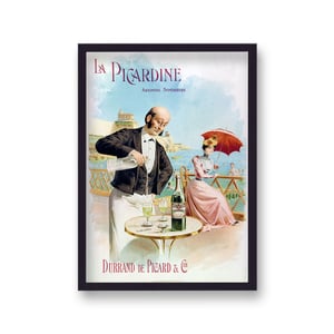 Vintage Advertising Print Absinthe La Picardine Waiter Pouring without Border - Black Frame