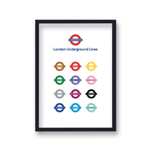 London Underground Lines Graphic Print - Black Frame