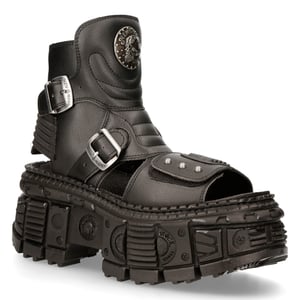 New Rock Svart VEGAN läderkänga Sandaler-BIOS106-V3
