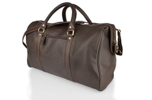 Woodland Leather Brown Medium Size Travel Holdall 20.0" Central Zip Adjustable Shoulder Strap