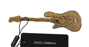 Dolce & Gabbana Vit Gitarr Paljett Präglad Pin Brosch