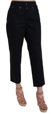 Dolce & Gabbana Vrouwen Zwarte Geknipte Knoop-Bezette Broek