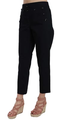 Dolce & Gabbana Vrouwen Zwarte Geknipte Knoop-Bezette Broek