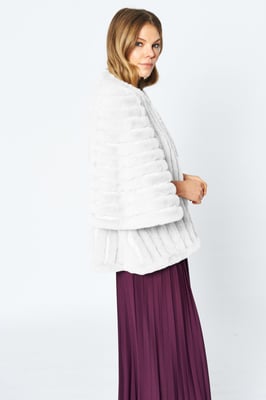 Faux Fur Faux Suede Striped Cape Coat