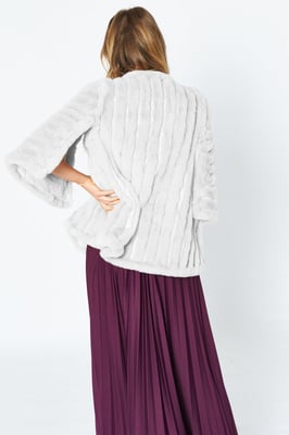 Faux Fur Faux Suede Striped Cape Coat