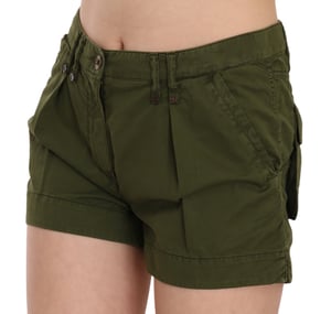 PLEIN SUD Grön Midje 100% Bomull Mini Shorts