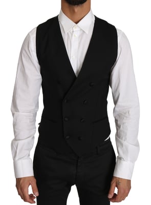 Dolce & Gabbana Heren Grijs Wollen Waistcoat Vest met Dubbele Borst