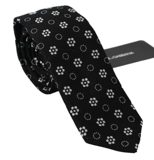 Dolce & Gabbana Mannen Zwart 100% Zijde Bloemen Print Klassieke Stropdas