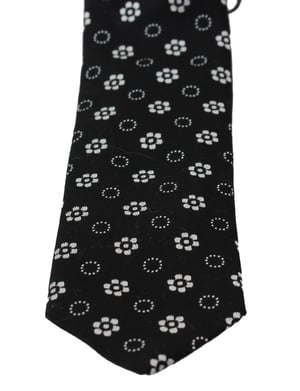 Dolce & Gabbana Mannen Zwart 100% Zijde Bloemen Print Klassieke Stropdas