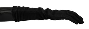 Dolce & Gabbana Vrouwen Zwart Grijs Mid Arm Lengte Wollen Handschoenen