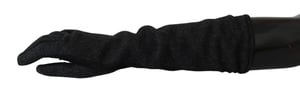 Dolce & Gabbana Vrouwen Zwart Grijs Mid Arm Lengte Wollen Handschoenen