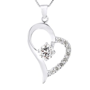 Hart hanger zirkonium zilver oxiden 925 wordt geleverd met ketting aangeboden