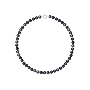 Rank ketting PRINCESS zoetwaterparels Round 6-7 mm Sluiting Black Luxury White Gold