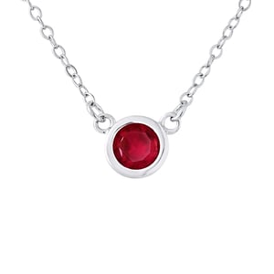 Solitaire ketting - Red Passion Zirkoniumoxide Serti Clos - Silver 925