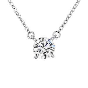 Solitaire ketting 6 mm wit zirkoniumoxide set 4 zilveren klauwen 925