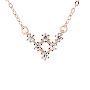 Ketting fleche 6 zirkoniumoxiden zilver 925 roze vergulde