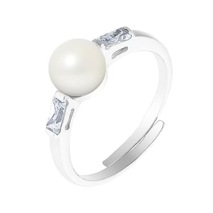 DIADEMA - Massieve Ring met Zoetwaterparel - Pure Witte Collectie