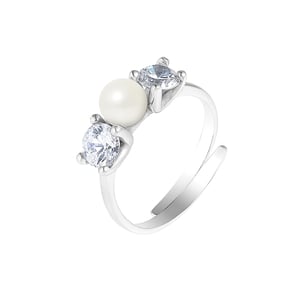 Witte cultuur parelring 5-6 mm verstelbare zirkoniumoxiden 925