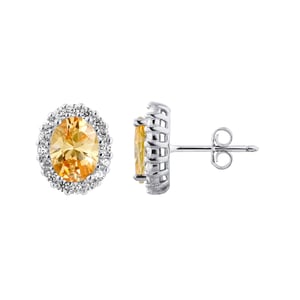 Sapphire Color Crystal Orange Earrings and Silver Zirconiumoxides 925 - Diana